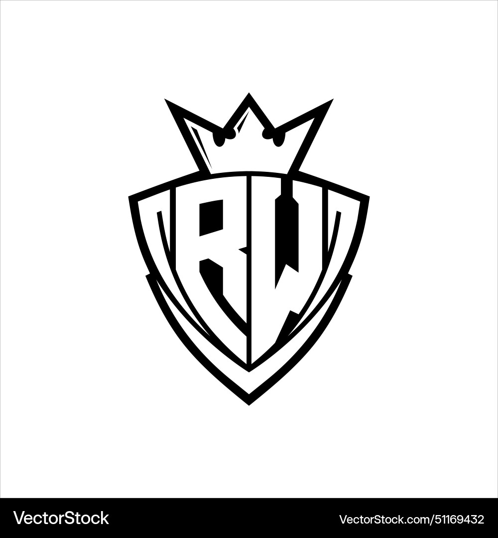 Rw letter logo with sharp triangle shield shape Rw letter logo with sharp triangle shield shape Vector Image