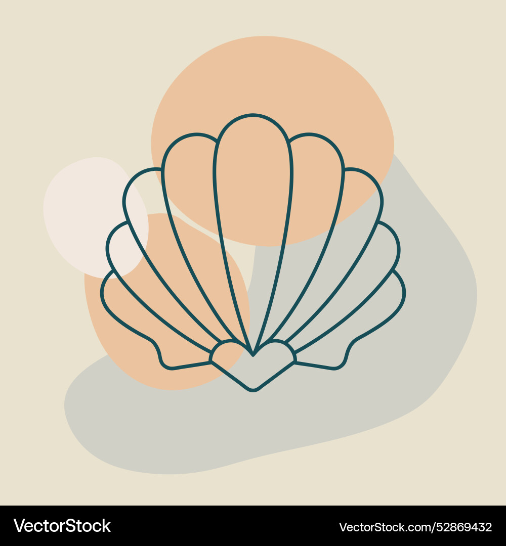 Scallop Schale auf Blobs Hintergrund Schalentiere Vektorbild