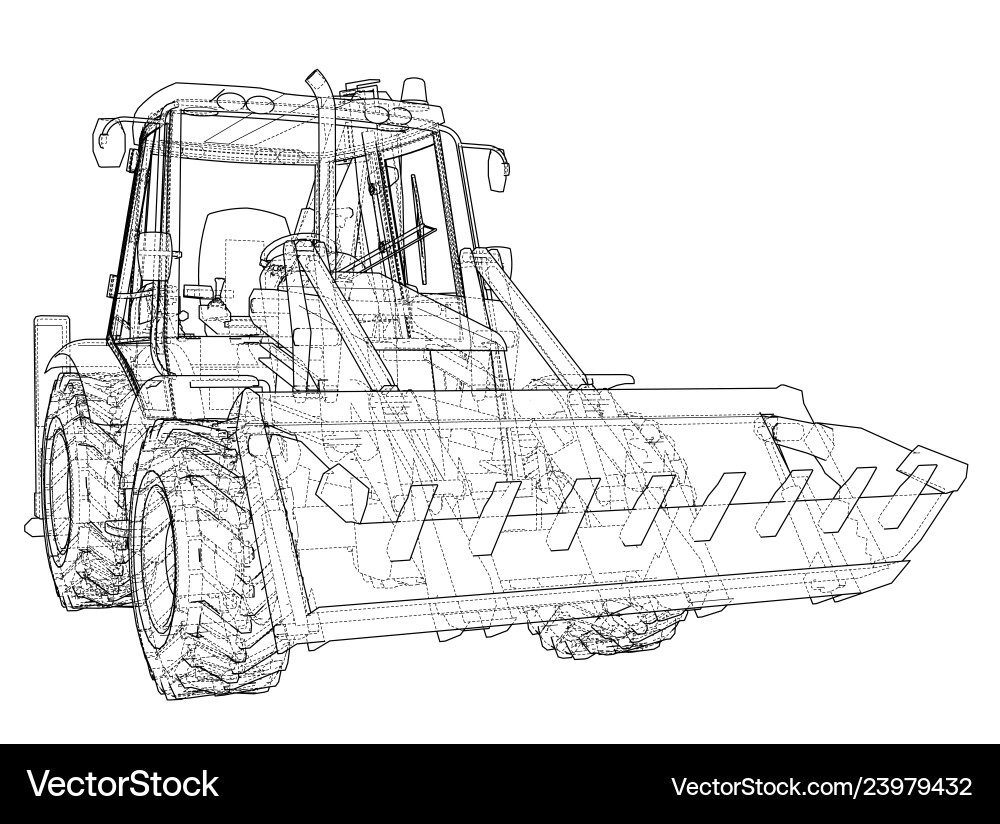 Sketch of loading shovel with back actor Sketch of loading shovel with back actor Vector Image