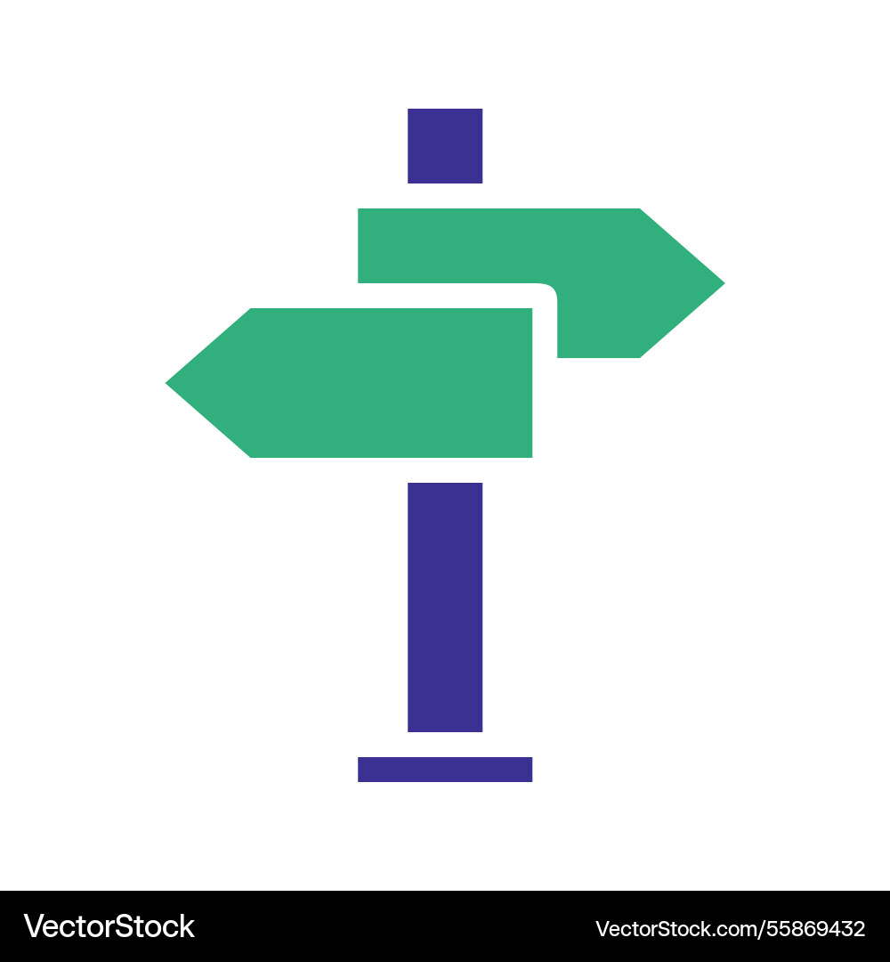 Two-way directional sign post for navigation vector image