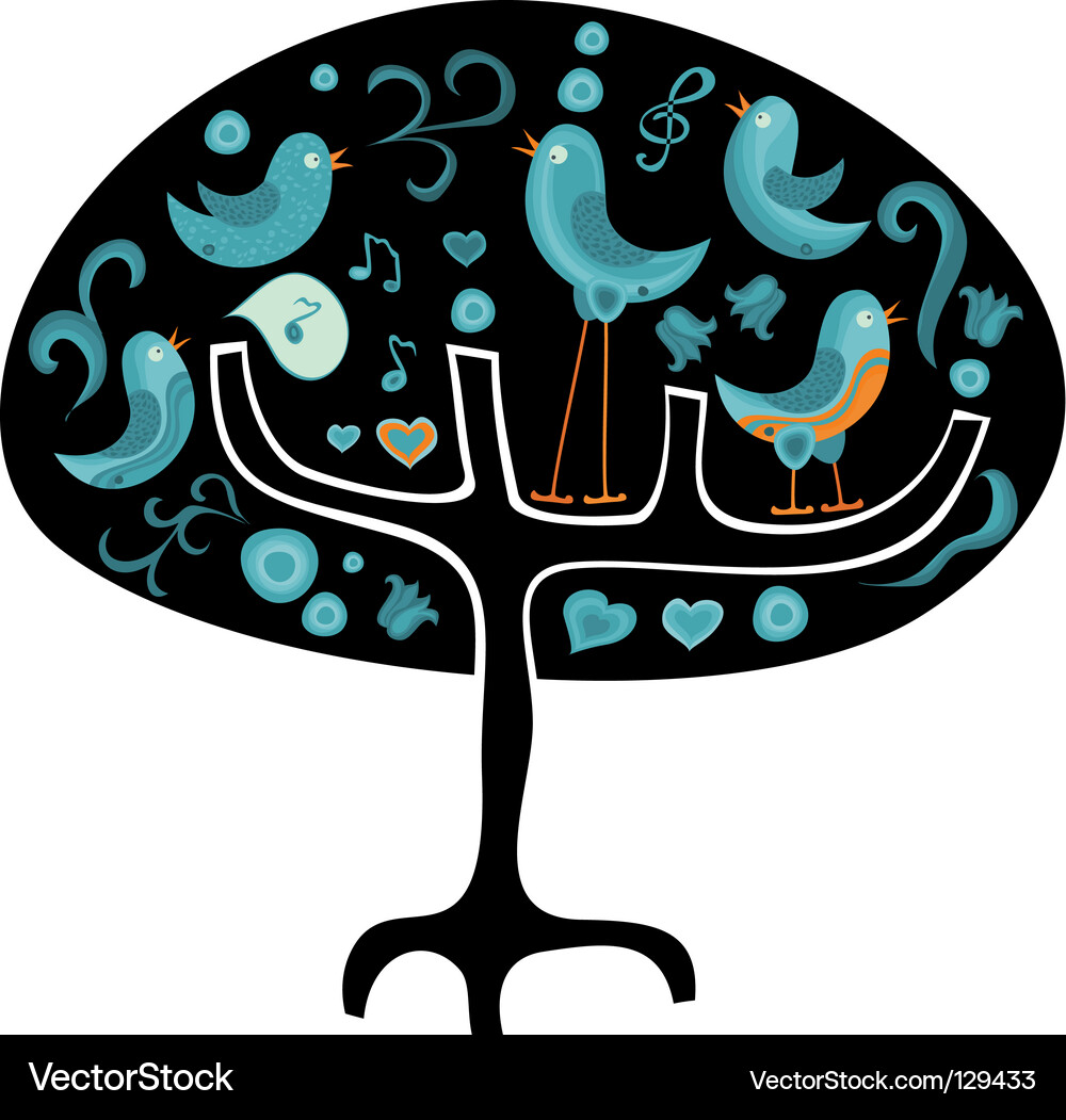 Chirping Tree Vector Image