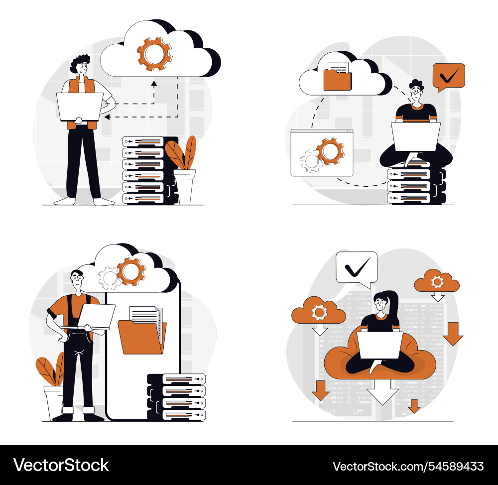 Cloud computing concept set in flat design for web Cloud computing concept set in flat design for web vector image
