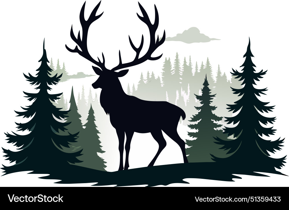 Deer in the forest Royalty Free Vector Image - VectorStock