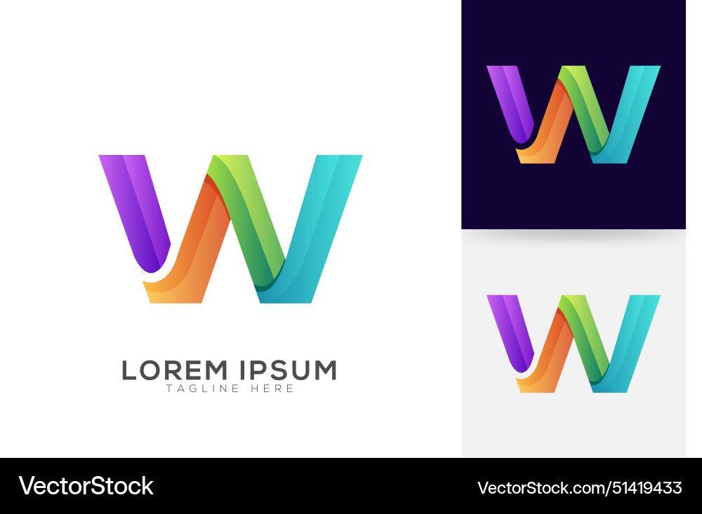 W letter logo design vibrant colors template Vector Image