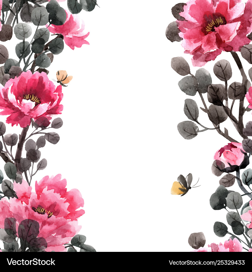 Watercolor chinese rose pattern vector image