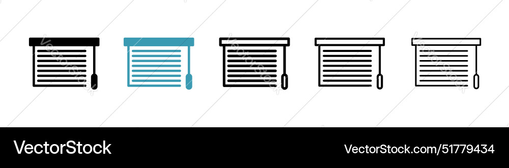 Blinds open icon set window curtain shutter roll Vector Image