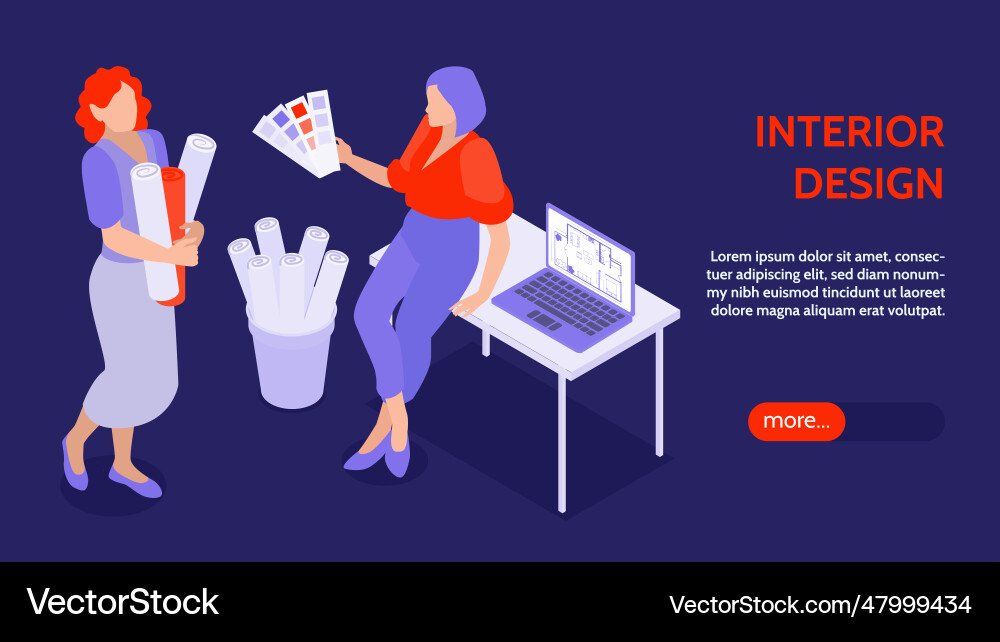 Interior designer isometric banner vector image