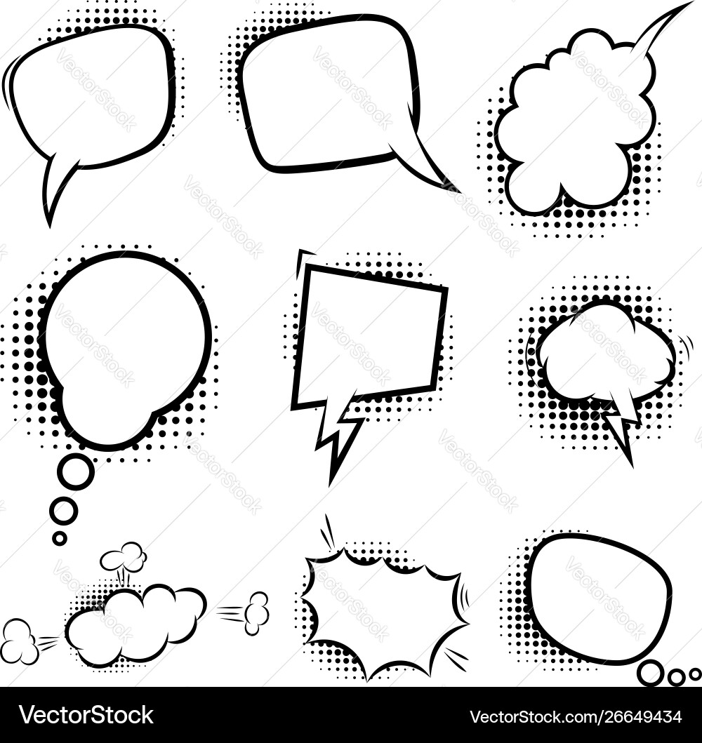 Set empty comic style speech bubbles Royalty Free Vector