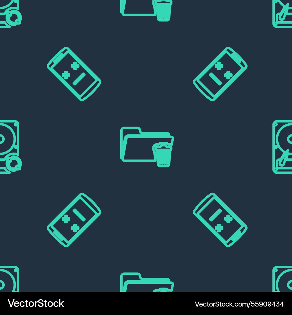 Set line delete folder dead mobile and hard disk Set line delete folder dead mobile and hard disk vector image