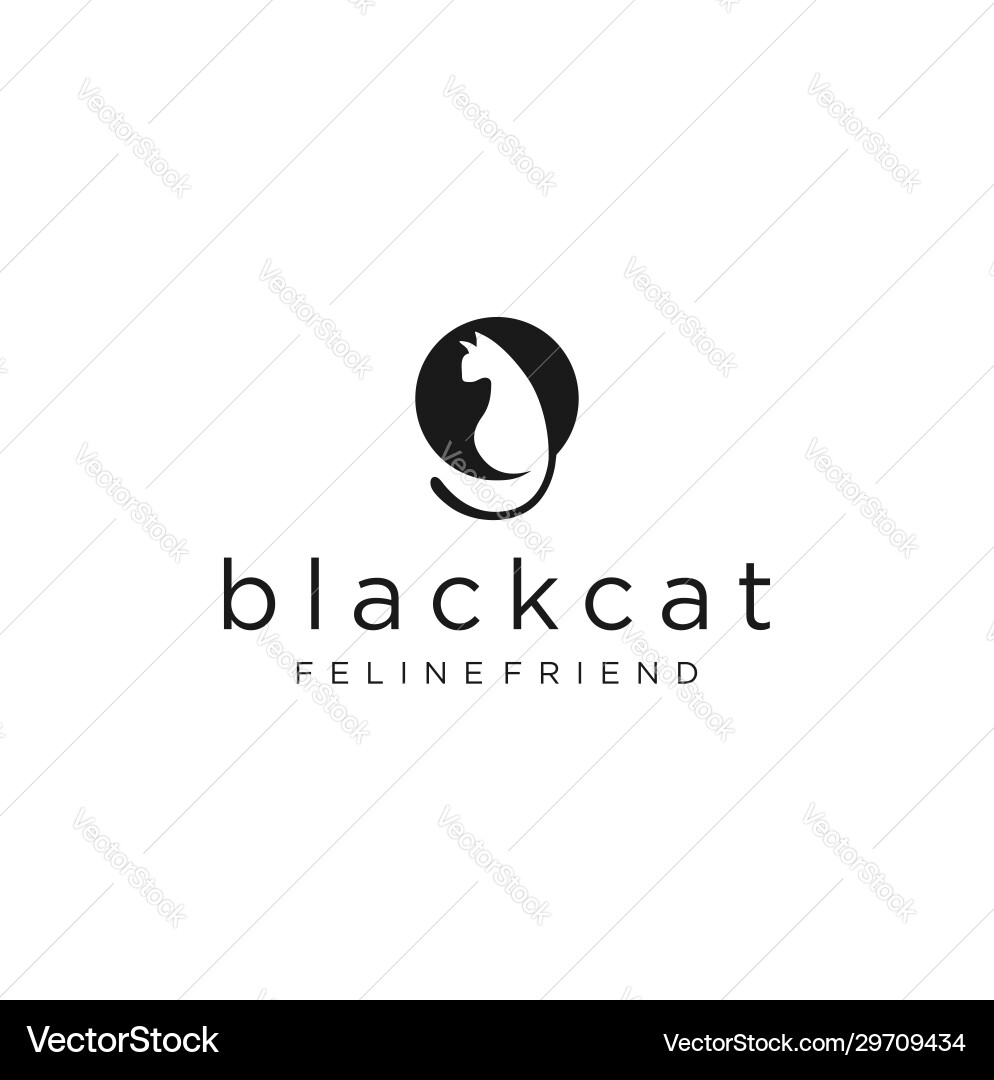 Simple Black Cat Logo Vector Image