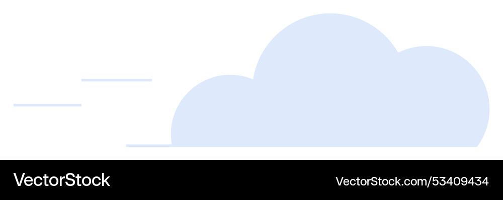 Simple cloud with horizontal lines indicating wind Simple cloud with horizontal lines indicating wind vector image
