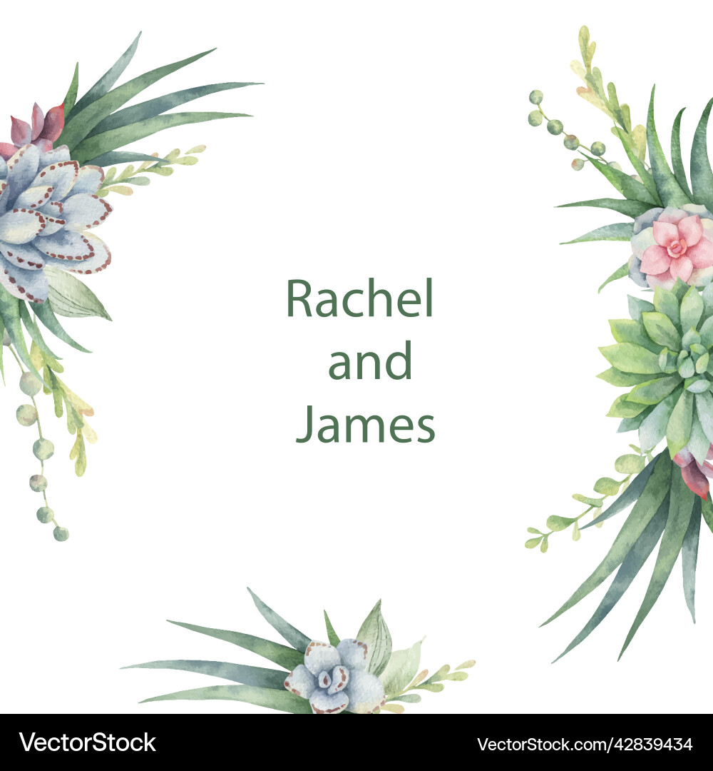 Watercolor hand painted wedding invitation Watercolor hand painted wedding invitation vector image