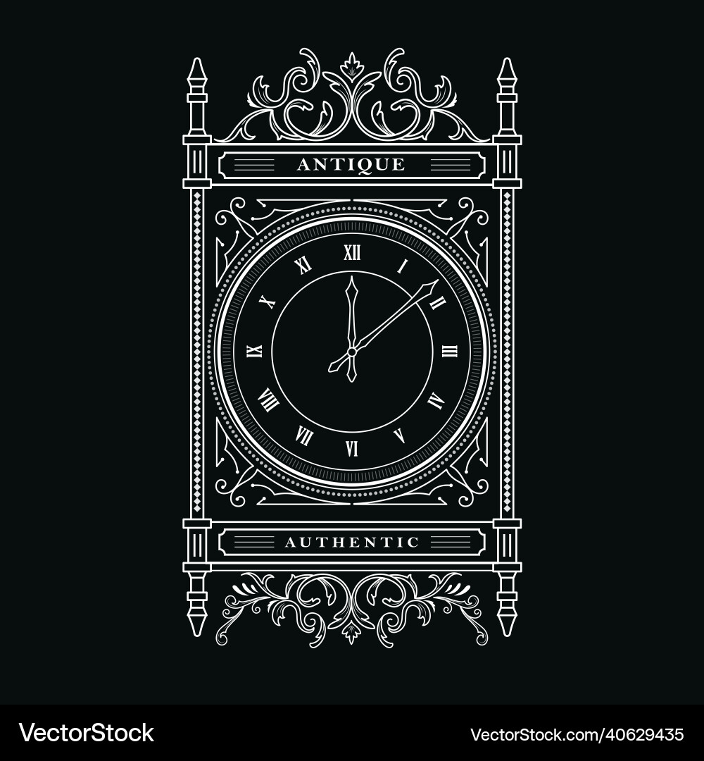 Antique clock vintage frame gothic Antique clock vintage frame gothic vector image