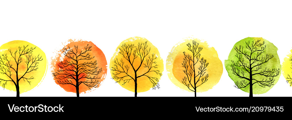 Autumn Tree Watercolor Pattern vector image