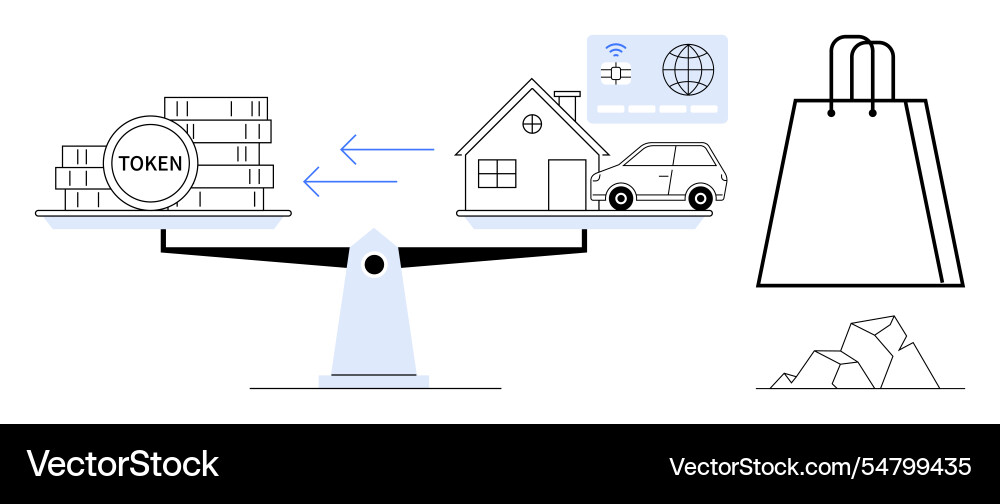 Balancing digital tokens with physical assets Vector Image