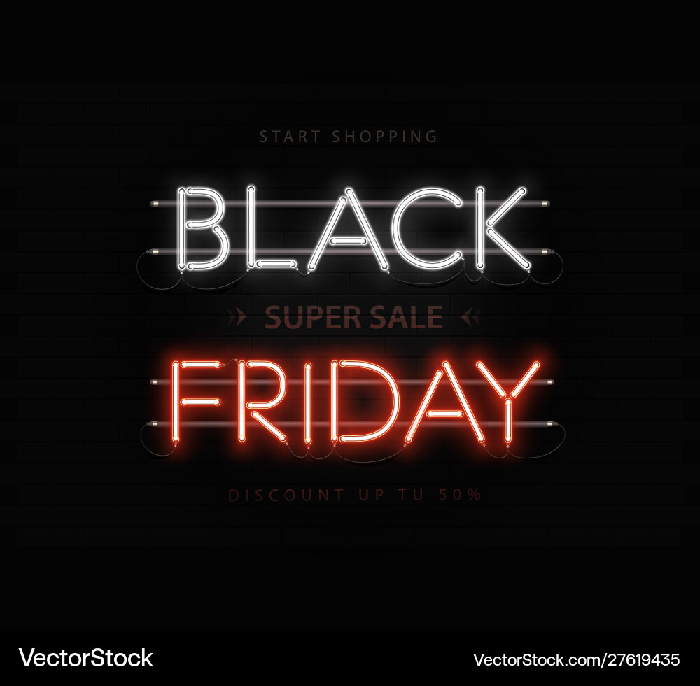 Black Friday Neon Sale Poster Vector Image