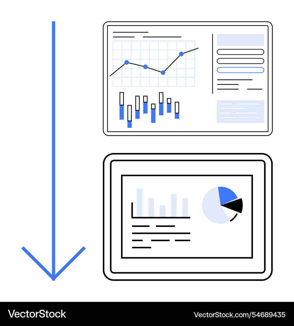 Business data dashboard with charts graphs Business data dashboard with charts graphs vector image