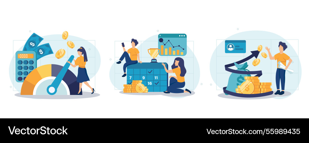 Cost optimization concept set Cost optimization concept set Vector Image