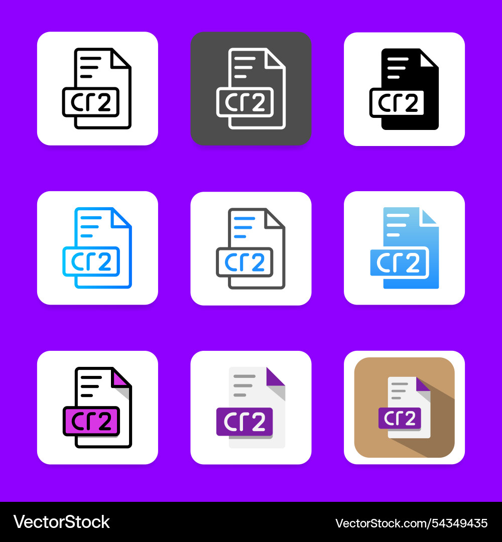 Cr2 collection of document icons with a simple Cr2 collection of document icons with a simple vector image