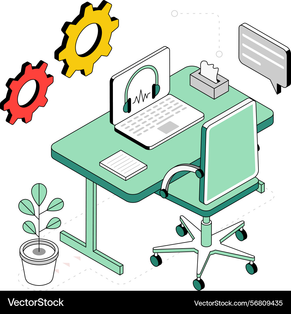Developer workspace isometric style vector image