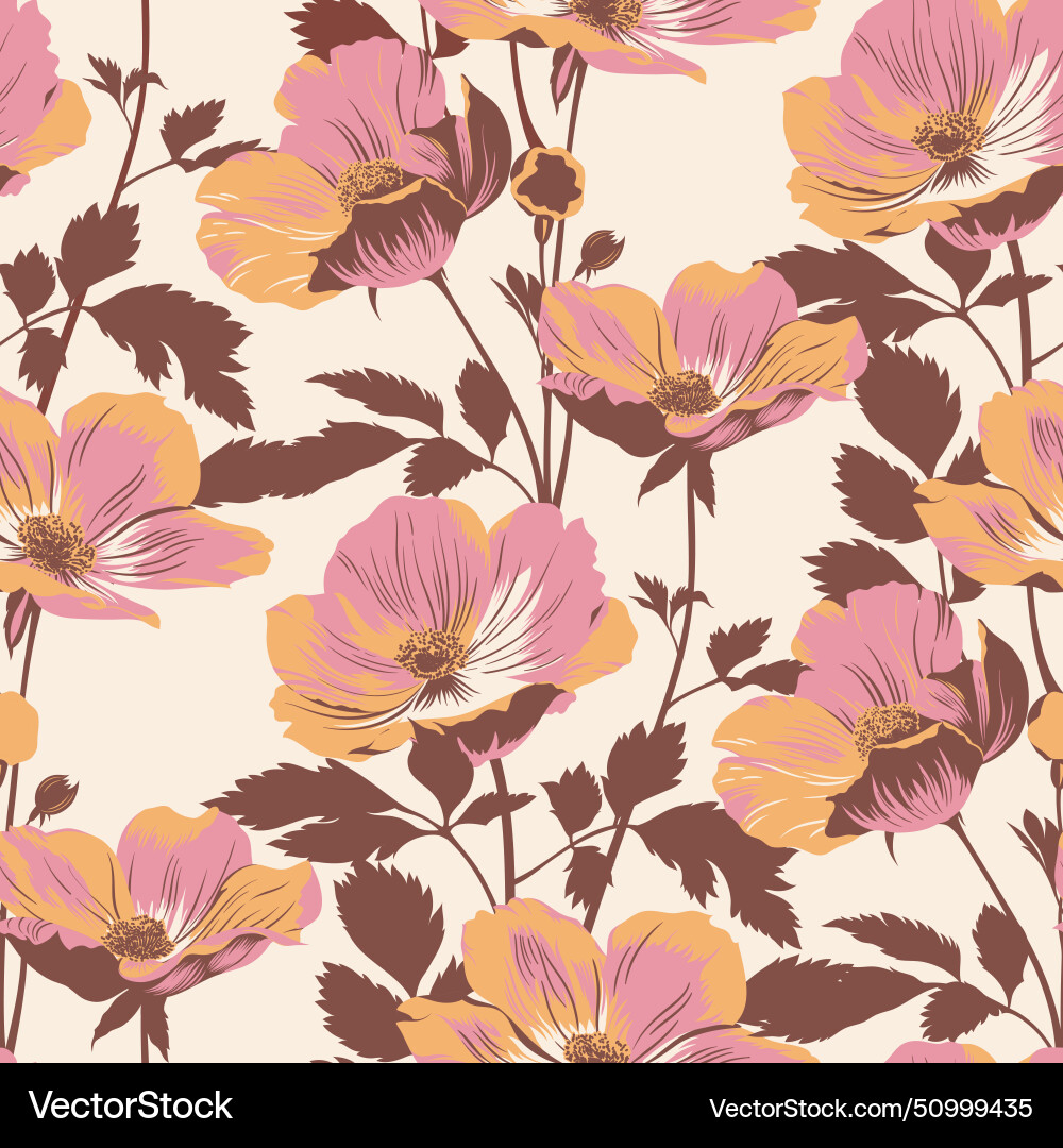 Floral pattern in retro style vector image