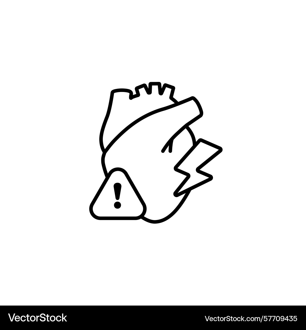 Heart with warning icon and lightning symbol Vector Image