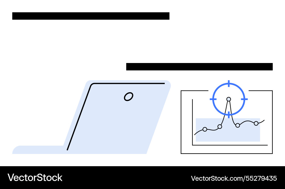 Laptop with data analysis chart featuring Laptop with data analysis chart featuring vector image