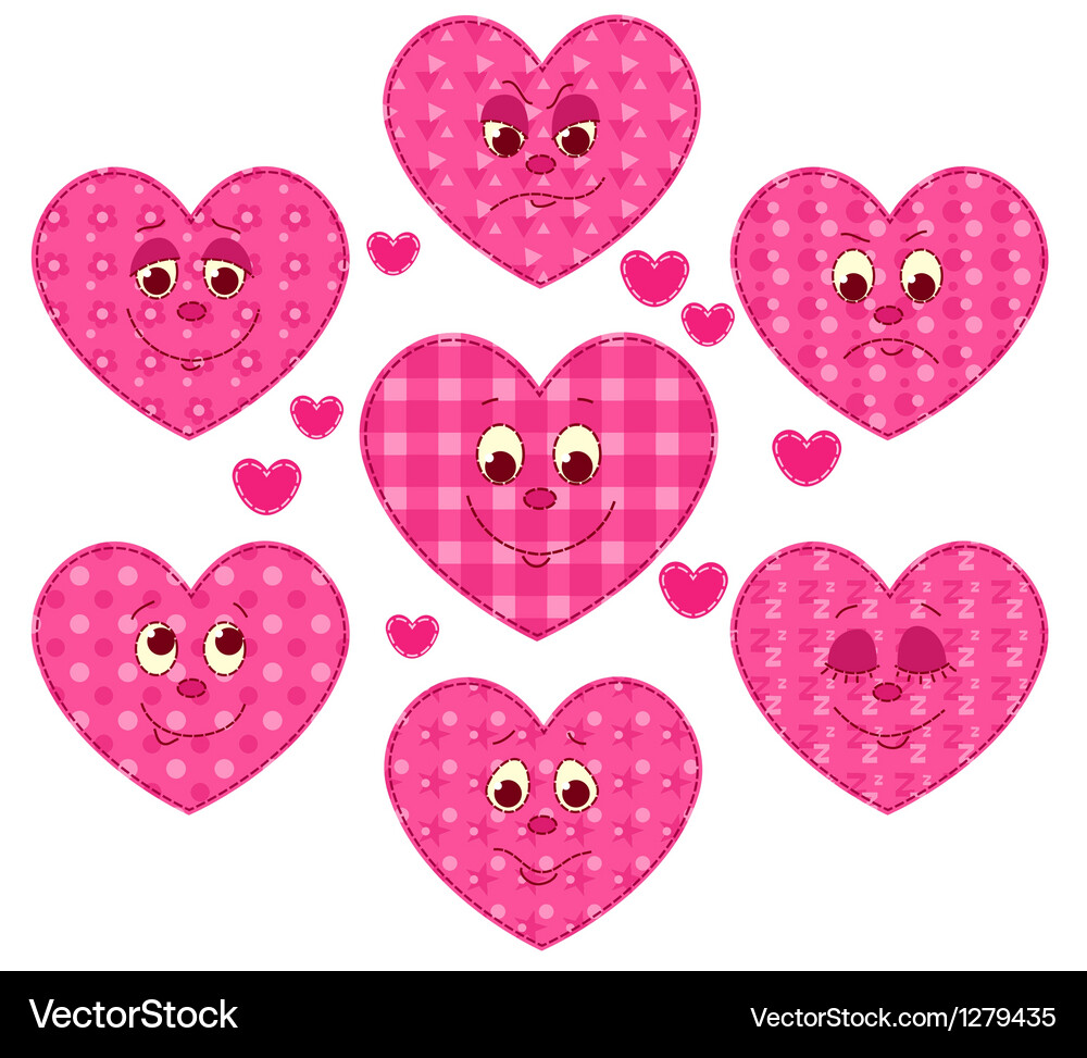 Patchwork hearts Vector Image