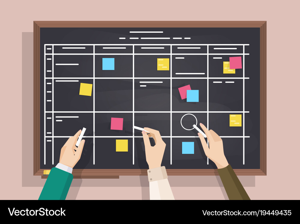 Planning Board with Post-it Notes Vector Image