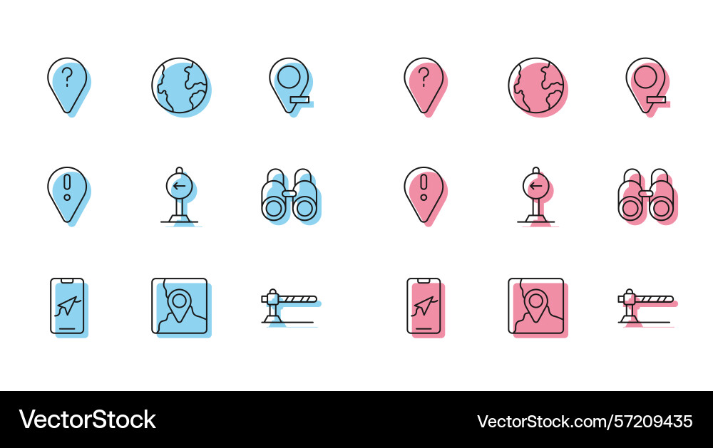 Set line city map navigation folded with location vector image