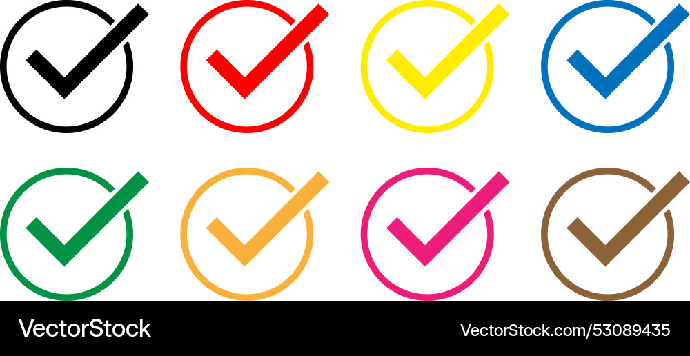 Set of different color circle check mark Vector Image
