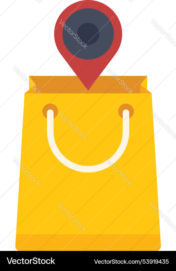 Shopping bag showing location with map pin Shopping bag showing location with map pin vector image