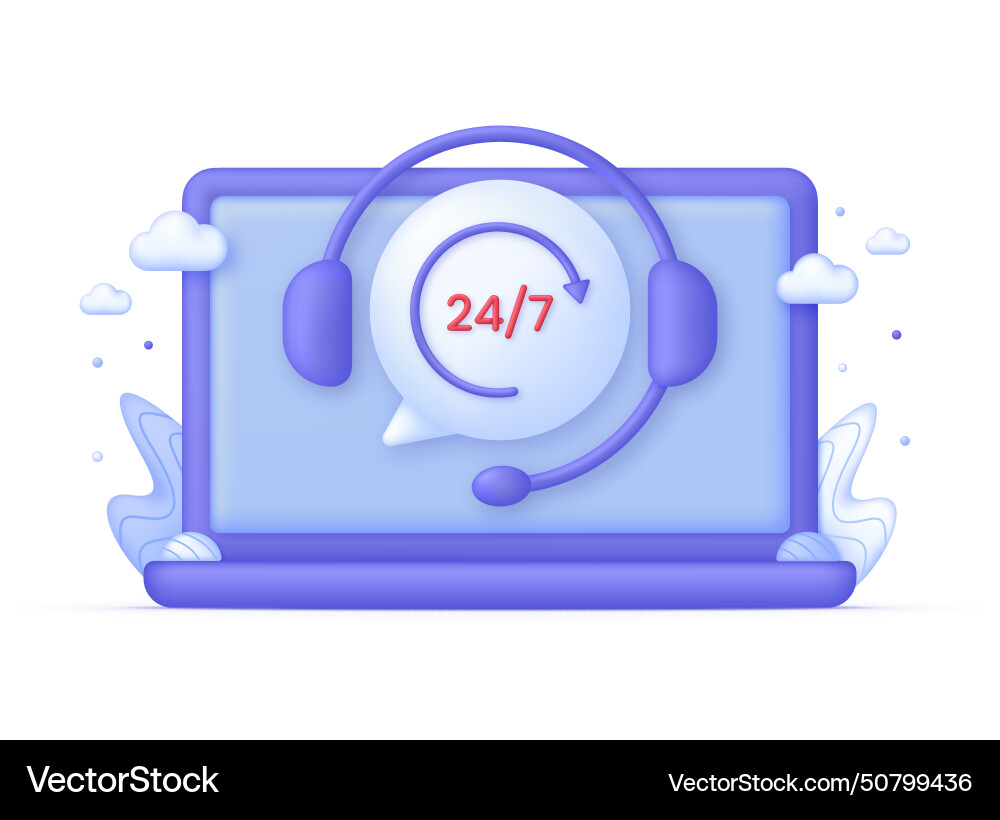 3d call center on computer Vector Image