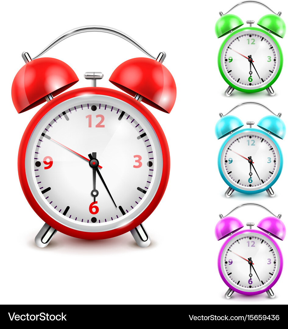 Alarm Clock Icon Set - Multiple Clocks vector image