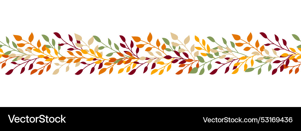 Autumn seamless border with tree branch Vector Image