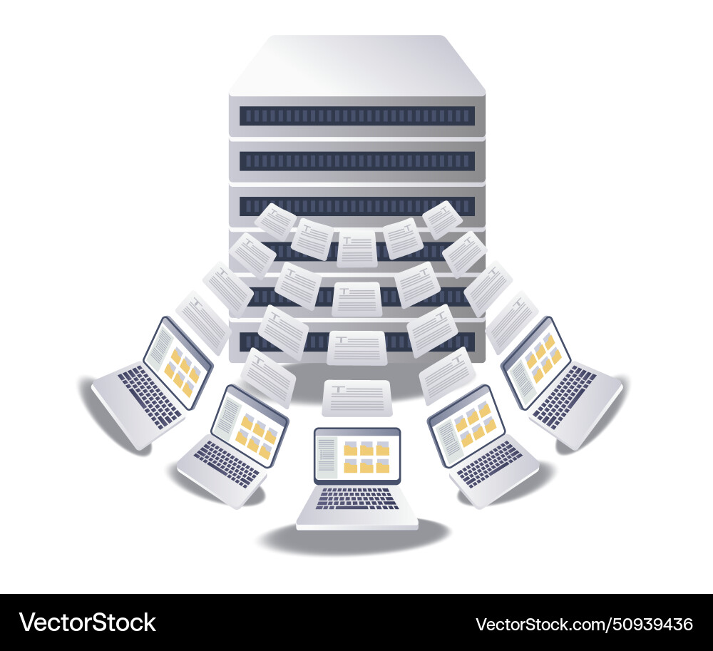 Computer server transfer a lot data Vector Image