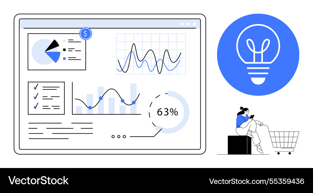 Data analytics dashboard with graphs charts Data analytics dashboard with graphs charts vector image