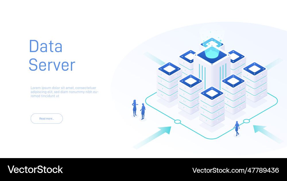 Data server isometric 3d datacenter or vector image