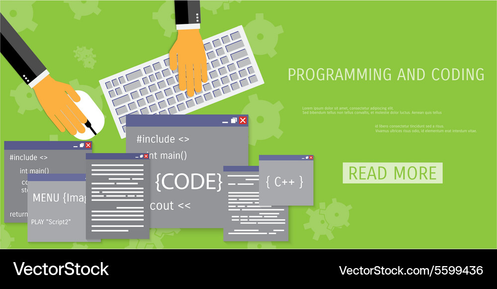 Flat concept of programming and coding Vector Image