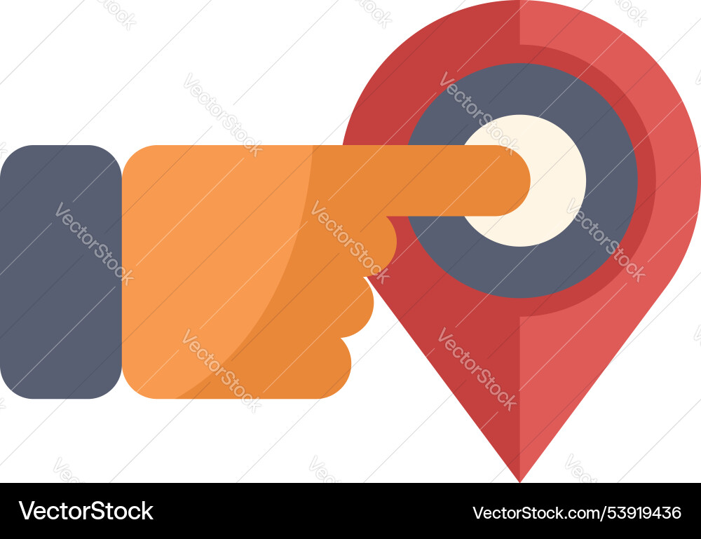 Hand pointing location pin icon showing navigation Hand pointing location pin icon showing navigation vector image