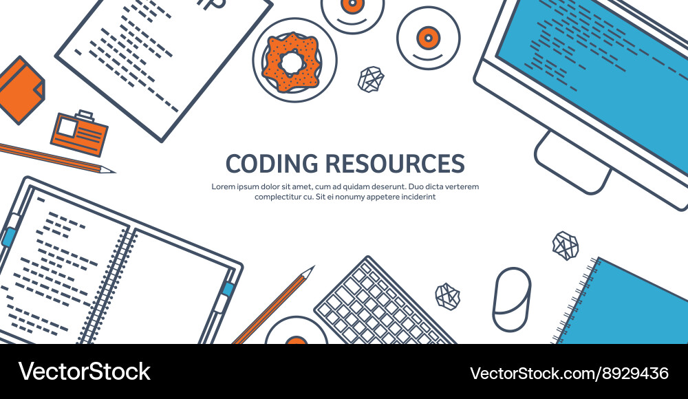 Lined Programmiercoding Umriss Flat Computing vektorbild