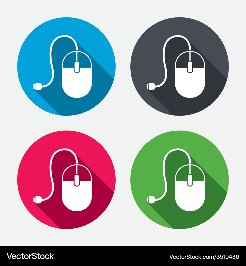 Mouse Icon Set - Circular Buttons Vector Image