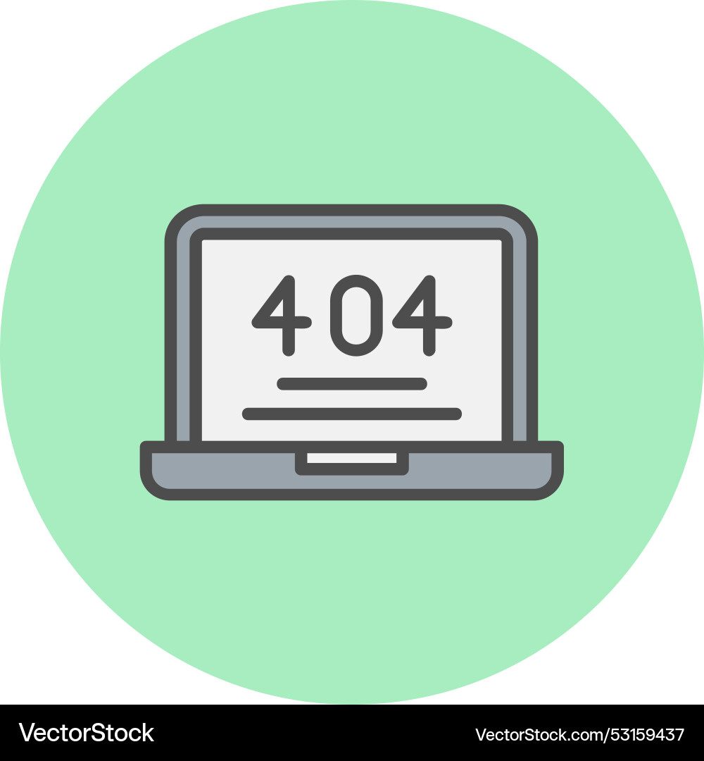 404 error line filled circle icon vector image