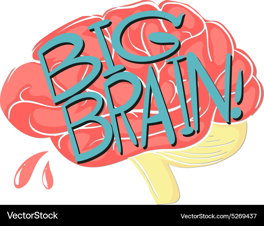 Big brain with text Vector Image
