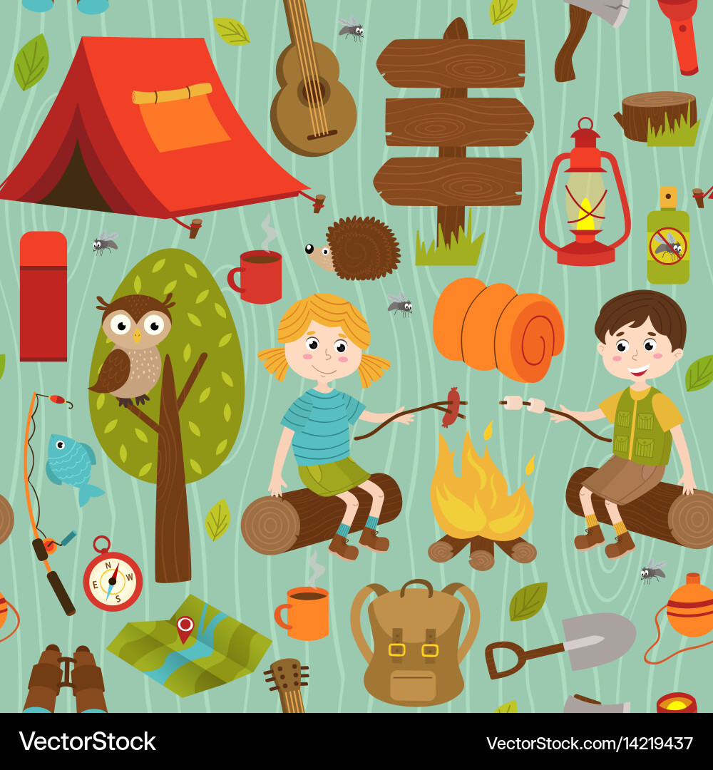 Camping Adventure Pattern vector image
