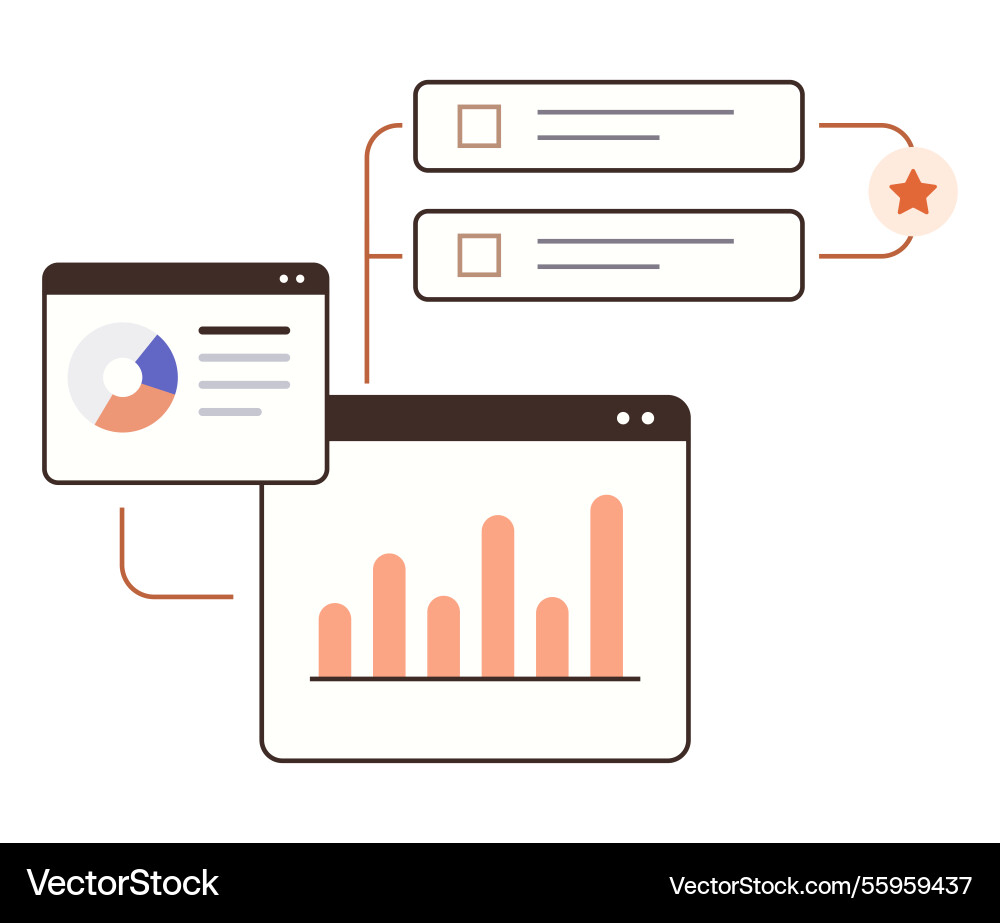 Data visualization with bar chart pie Data visualization with bar chart pie vector image