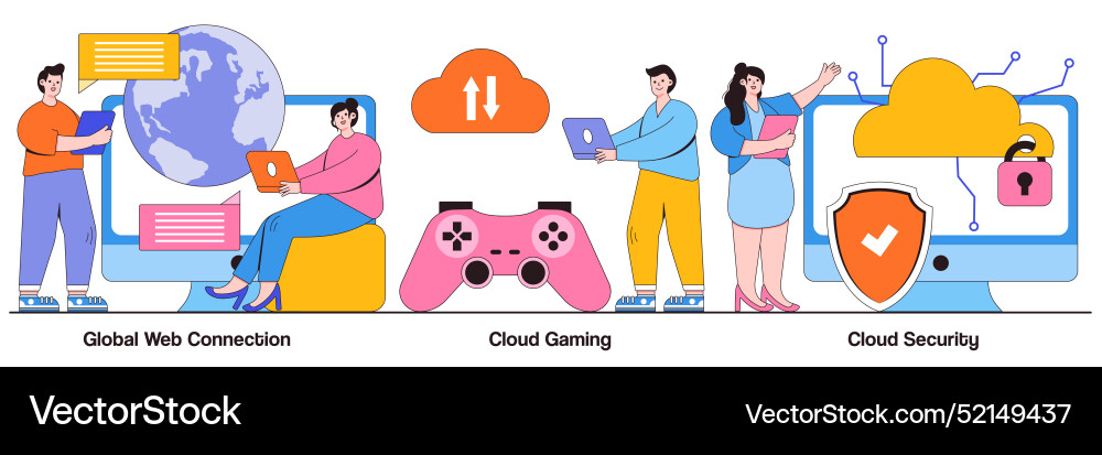 Global web connection cloud gaming and security Global web connection cloud gaming and security vector image