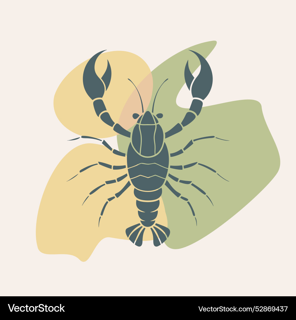 Lobster or crayfish on blobs background seafood Vector Image