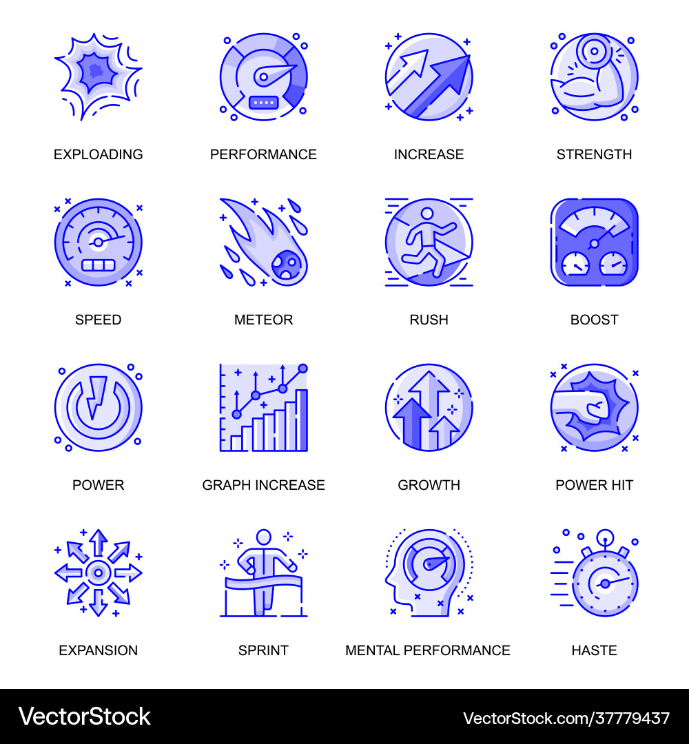 Performance web flat line icons set pack outline Performance web flat line icons set pack outline vector image