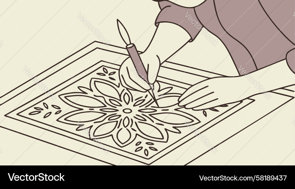 Person Creating Intricate Patterns Vector Image